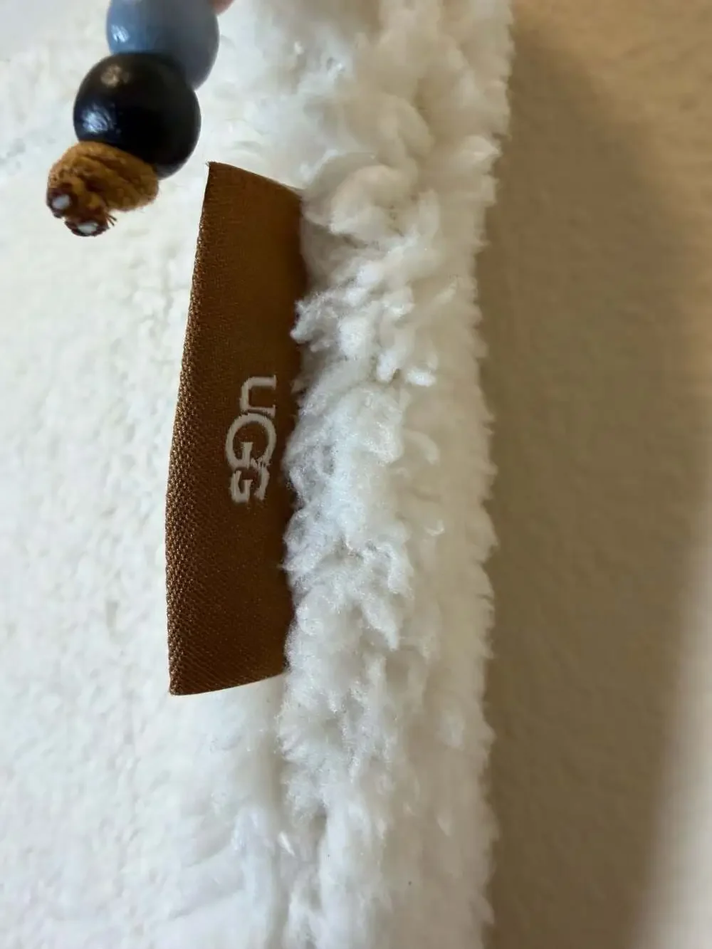 Madhappy x UGG White Sherpa Fleece Pillow Cover with Beaded Accent